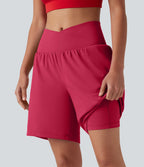 Short de yoga SoftlyZero™ Airy 2-en-1, taille haute, croisé, à effet frais InstantCool, 17,5 cm, avec poches