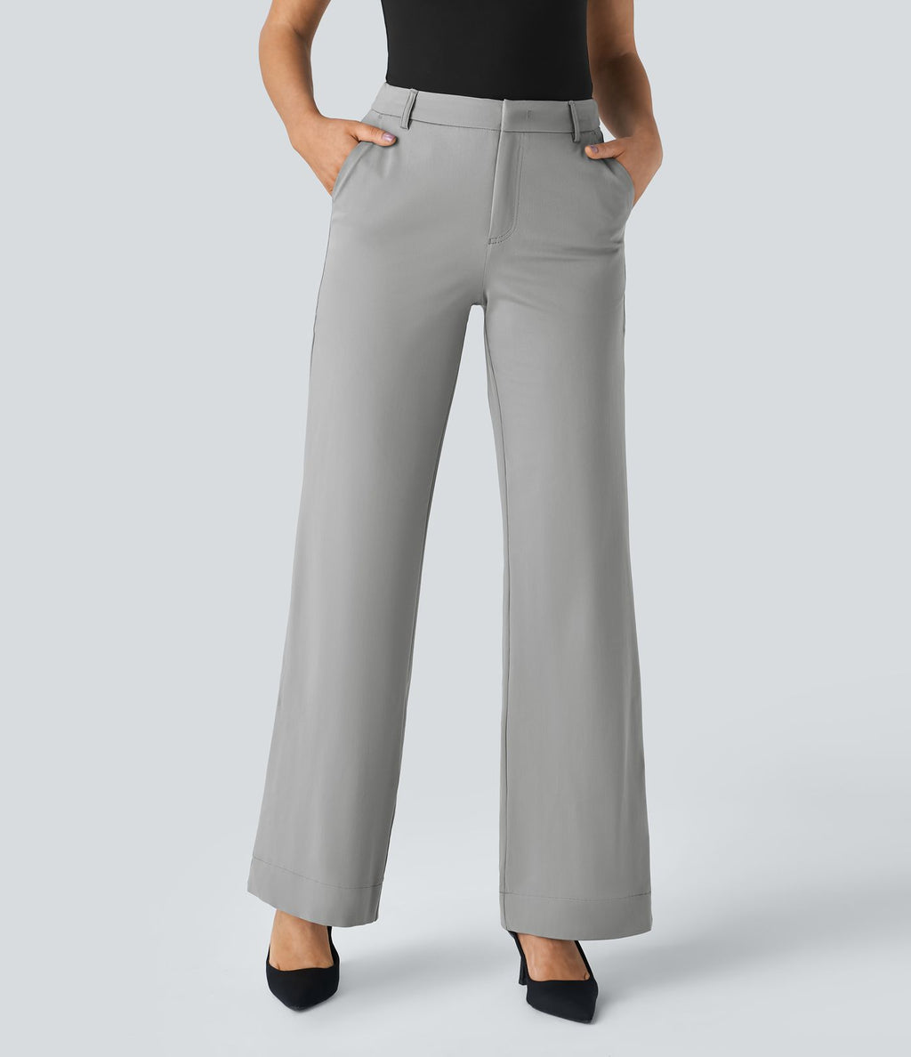 Pantalon de travail Halara Flex™ droit, taille mi-haute, avec poches