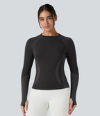 Haut de sport yoga manches raglan longues avec passants pouces sans couture OneForm Seamless Flow