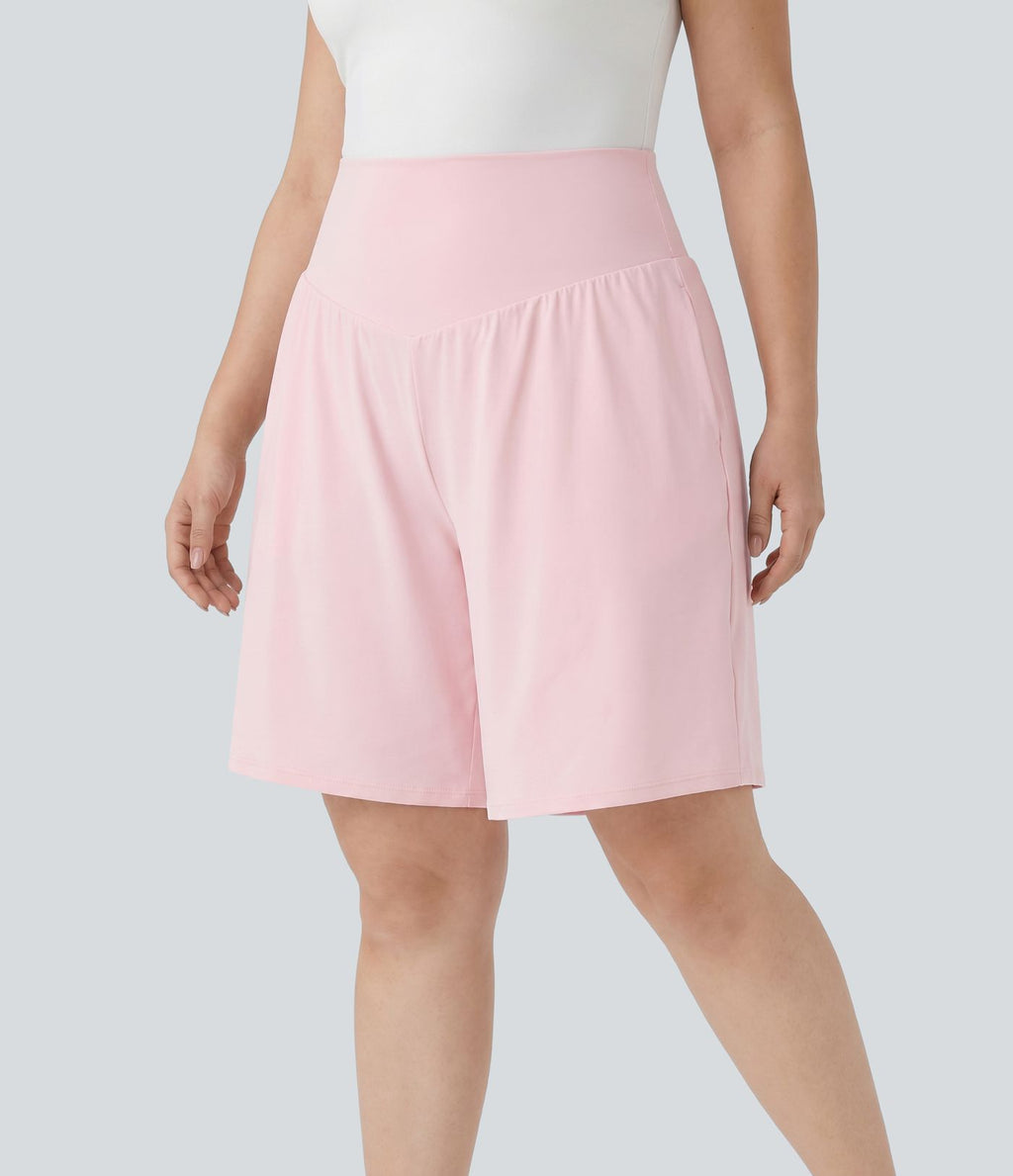 Bermuda de yoga grande taille SoftlyZero™ Airy taille haute effet frais InstantCool avec poches