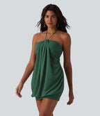 Robe mini moulante à dos nu et brassière intégrée