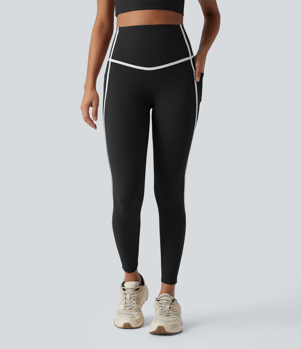 Legging 7/8 de yoga taille haute gainant color block Halara UltraSculpt™ avec poches