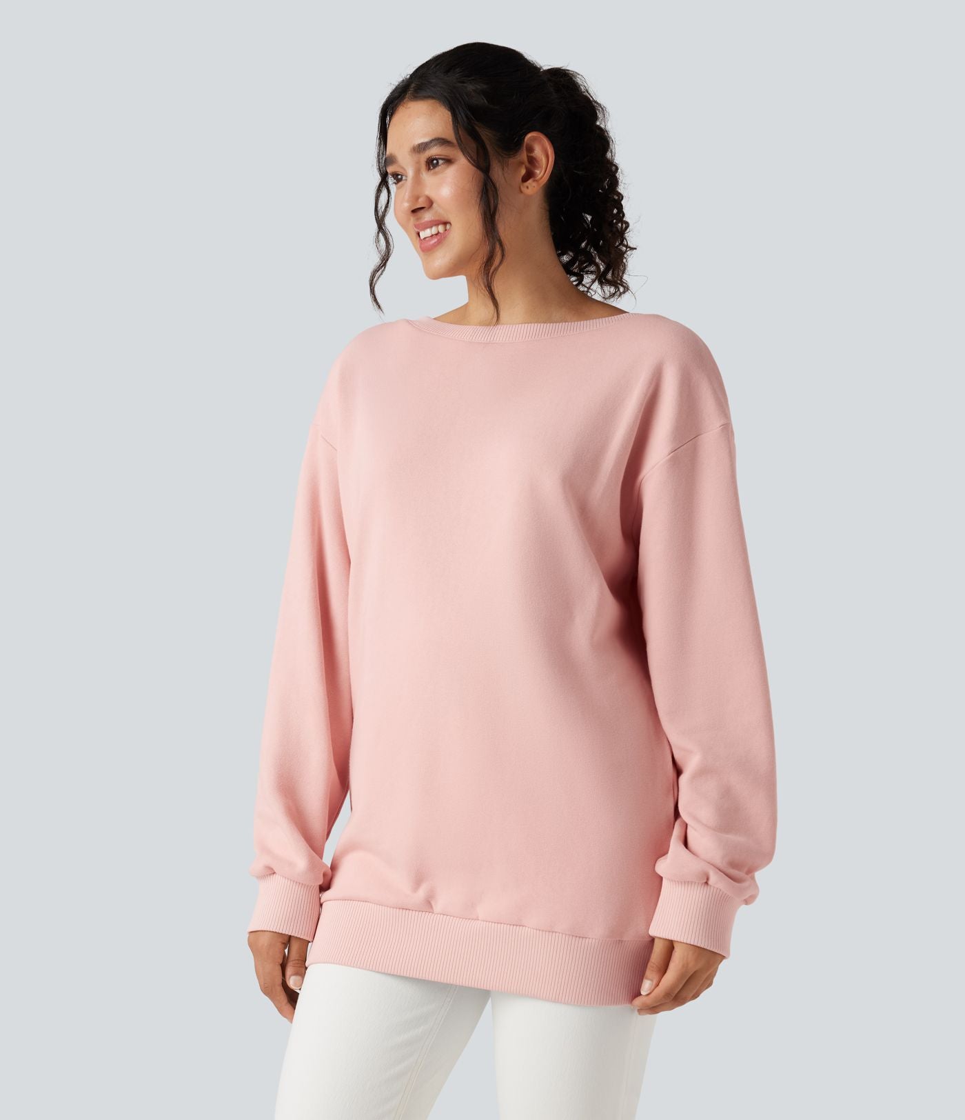 Sweat-shirt en coton oversize nœud dos à manches longues - Réversible devant et dos