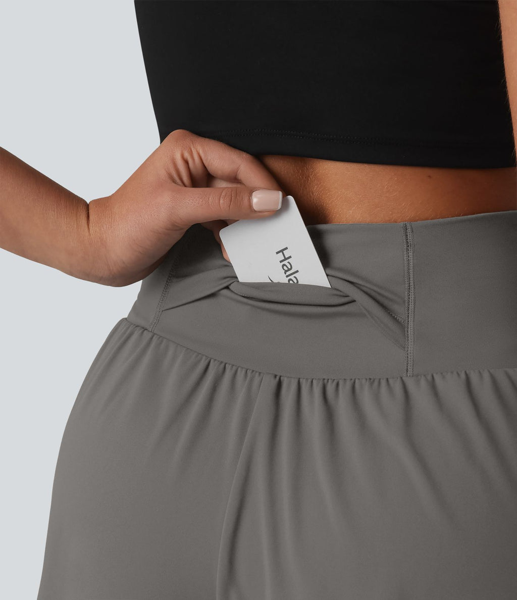 Short de yoga SoftlyZero™ Airy 2-en-1 taille haute gainant ourlet arrondi effet frais InstantCool 7,5 cm avec poches