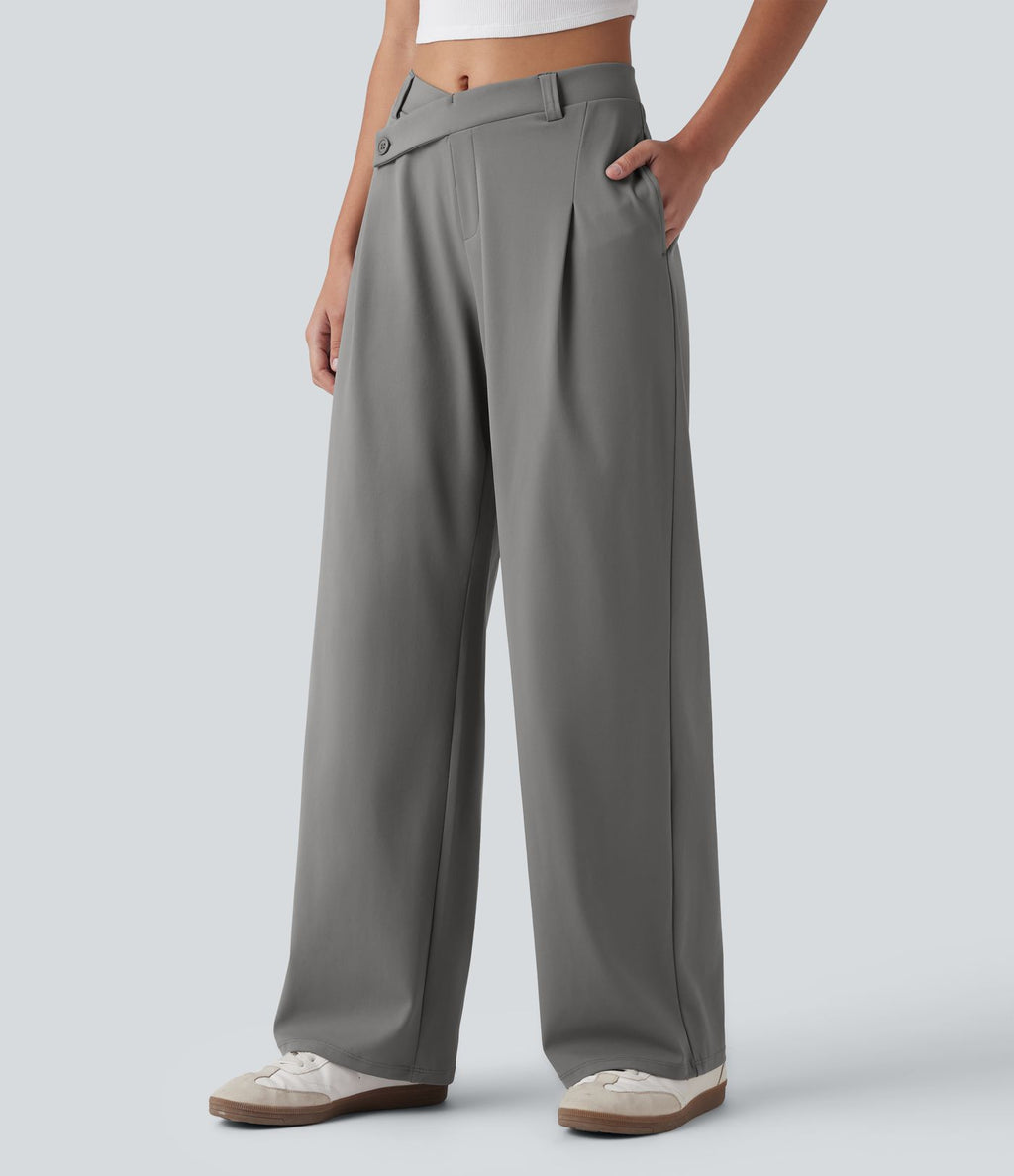 Pantalon tailleur ample asymétrique taille mi-haute Halara Flex™ DayStretch avec poches