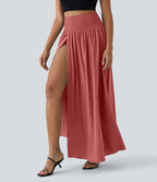 Breezeful™ Jupe Taille Haute Casual Maxi Séchage Rapide Fluide Fente Plissée 2 en 1