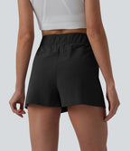 Short de running taille haute effet frais InstantCool et séchage rapide avec poches,cordon réglable, 6,5 cm, protection solaire UPF40+