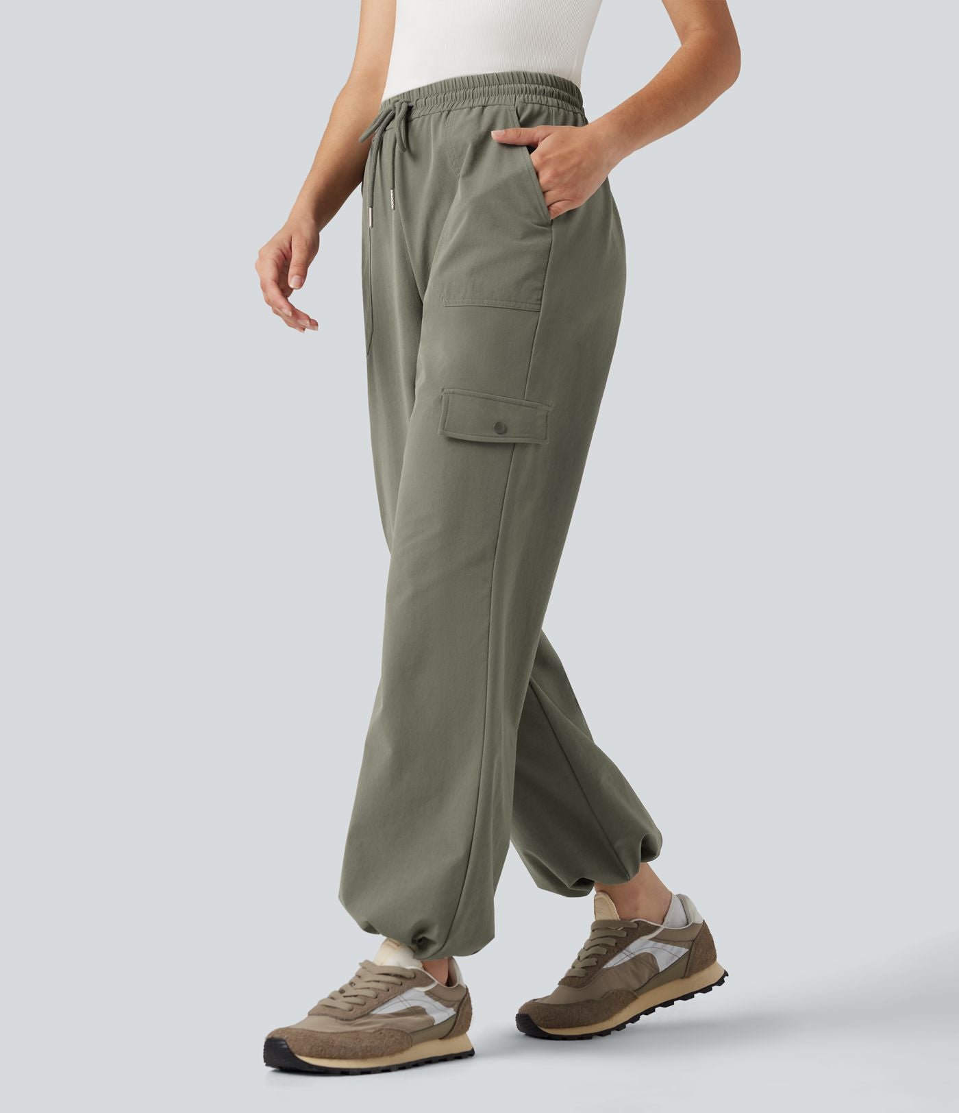 Pantalon de randonnée bootcut, taille haute, cordon et poches