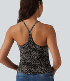 Débardeur casual dos nageur imprimé léopard avec soutien-gorge intégré