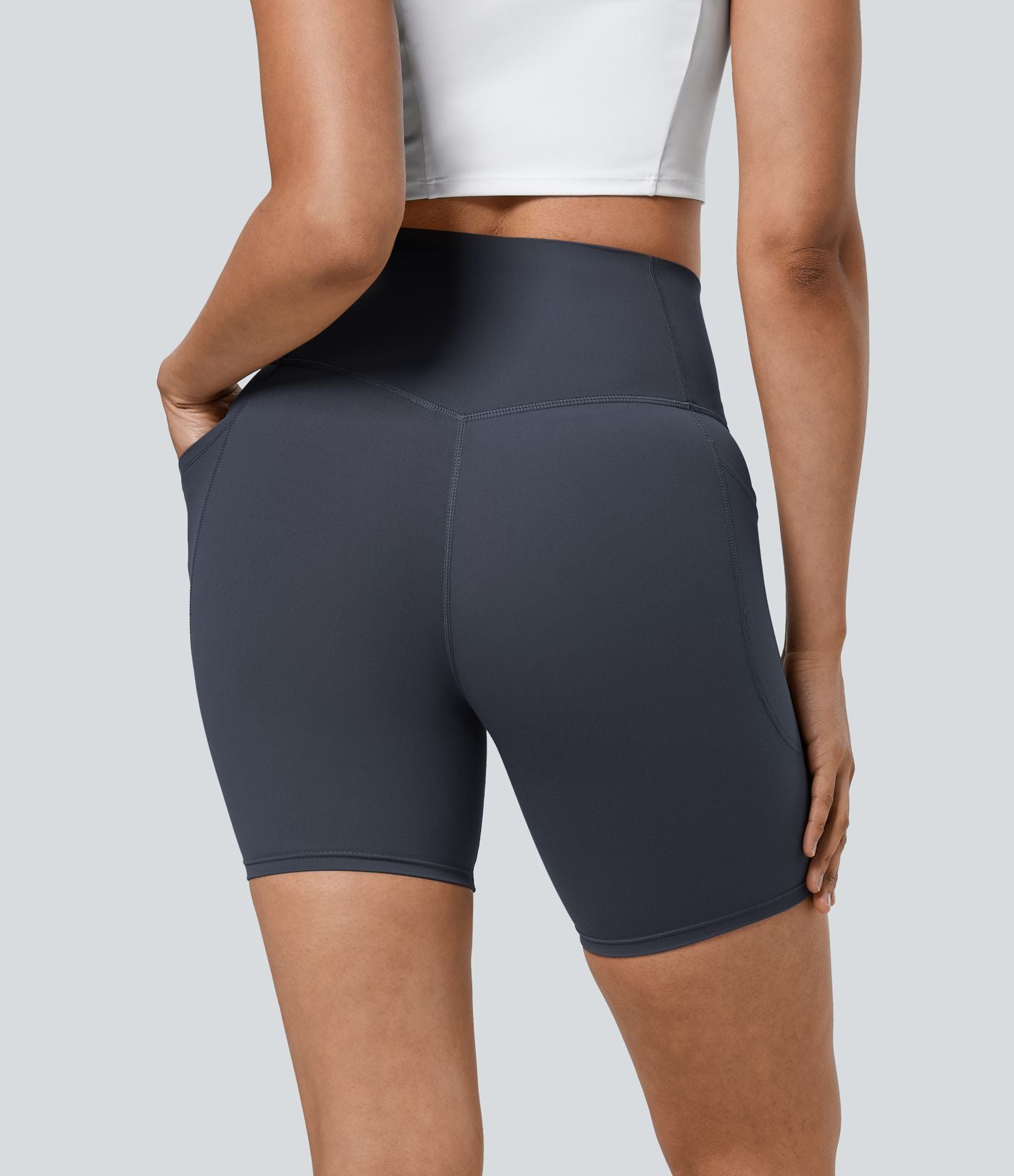 Short cycliste 17,5 cm d'entraînement gainant taille haute avec poches Halara UltraSculpt™