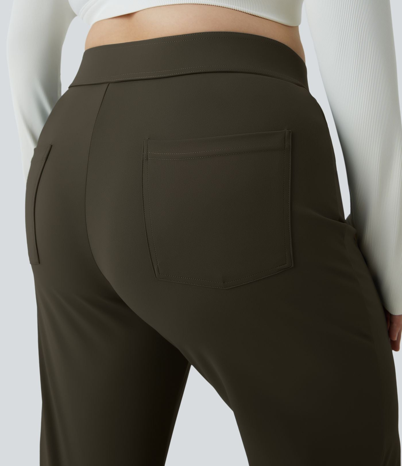 Pantalon coupe droite grande taille taille haute DayStretch avec poches