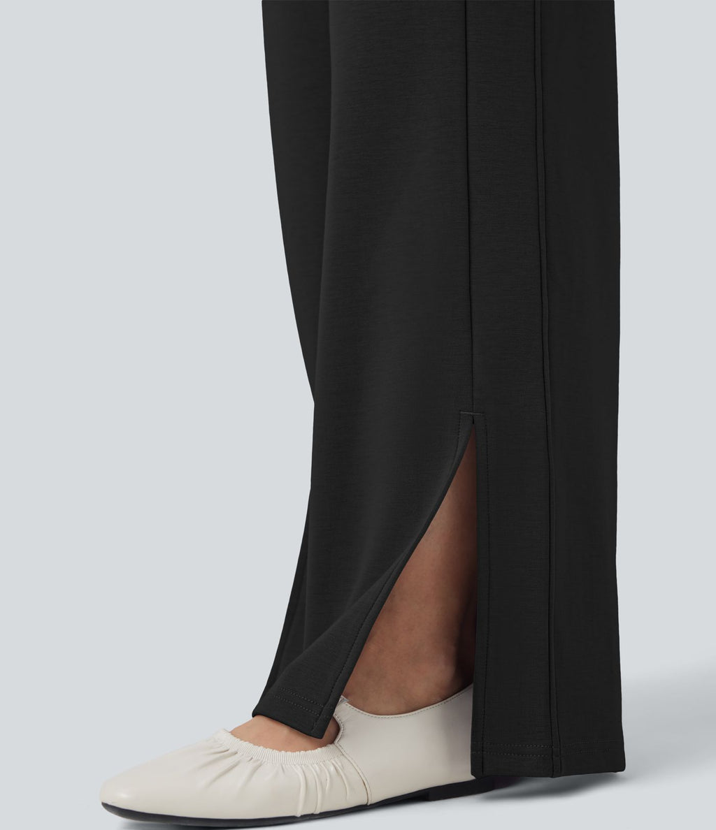 Pantalon décontracté taille haute avec cordon de serrage et poches