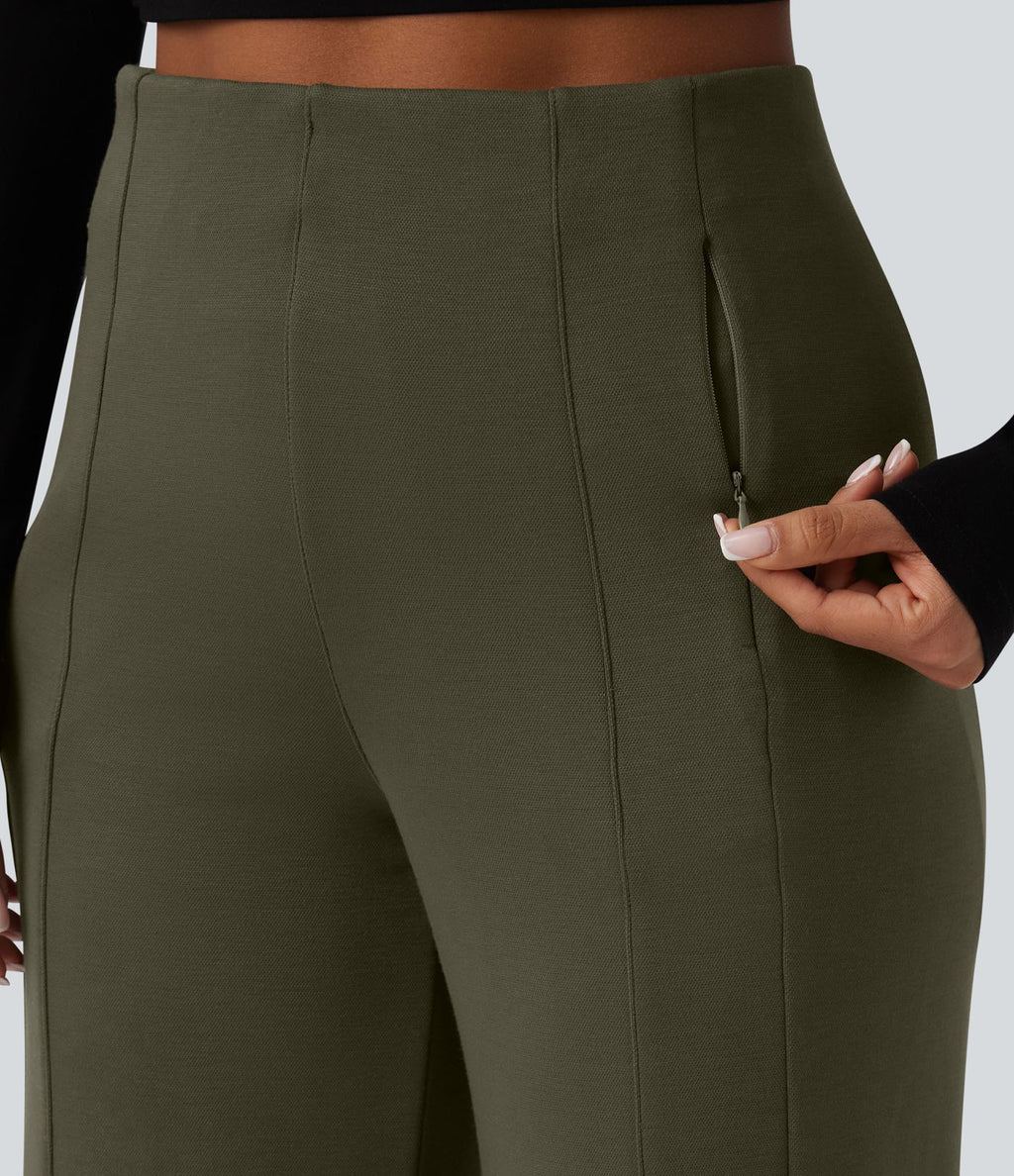 Pantalon casual SpacerTek™ large taille haute avec poches zippées