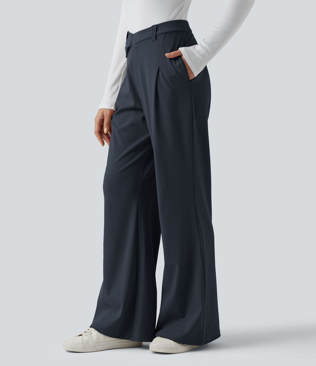 Pantalon tailleur évasé asymétrique taille haute Halara Flex™ DayStretch avec poches