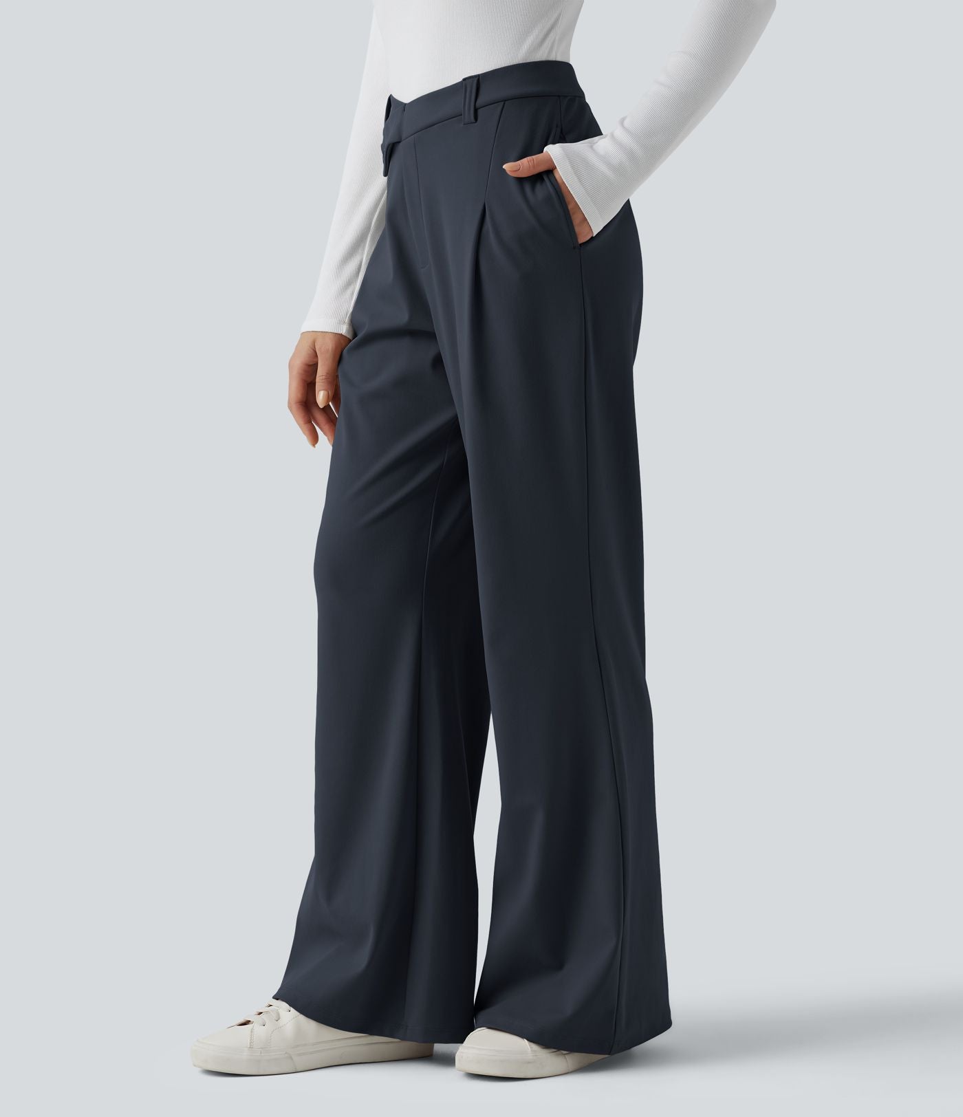 Pantalon tailleur évasé asymétrique taille haute Halara Flex™ DayStretch avec poches