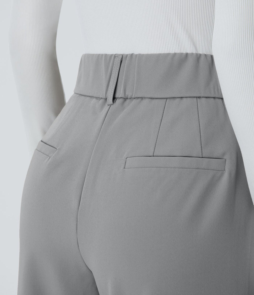 Pantalon tailleur Halara Flex™ fuselé uni, taille haute, avec poches