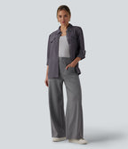 Pantalon Halara Flex™ tailleur large taille mi-haute à rayures à effet frais InstantCool et poches
