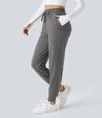 Jogging Yoga Froncé Taille Haute Cordon de Serrage Poche Latérale