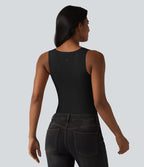 Débardeur décontracté col carré avec soutien-gorge intégré bonnets B-E