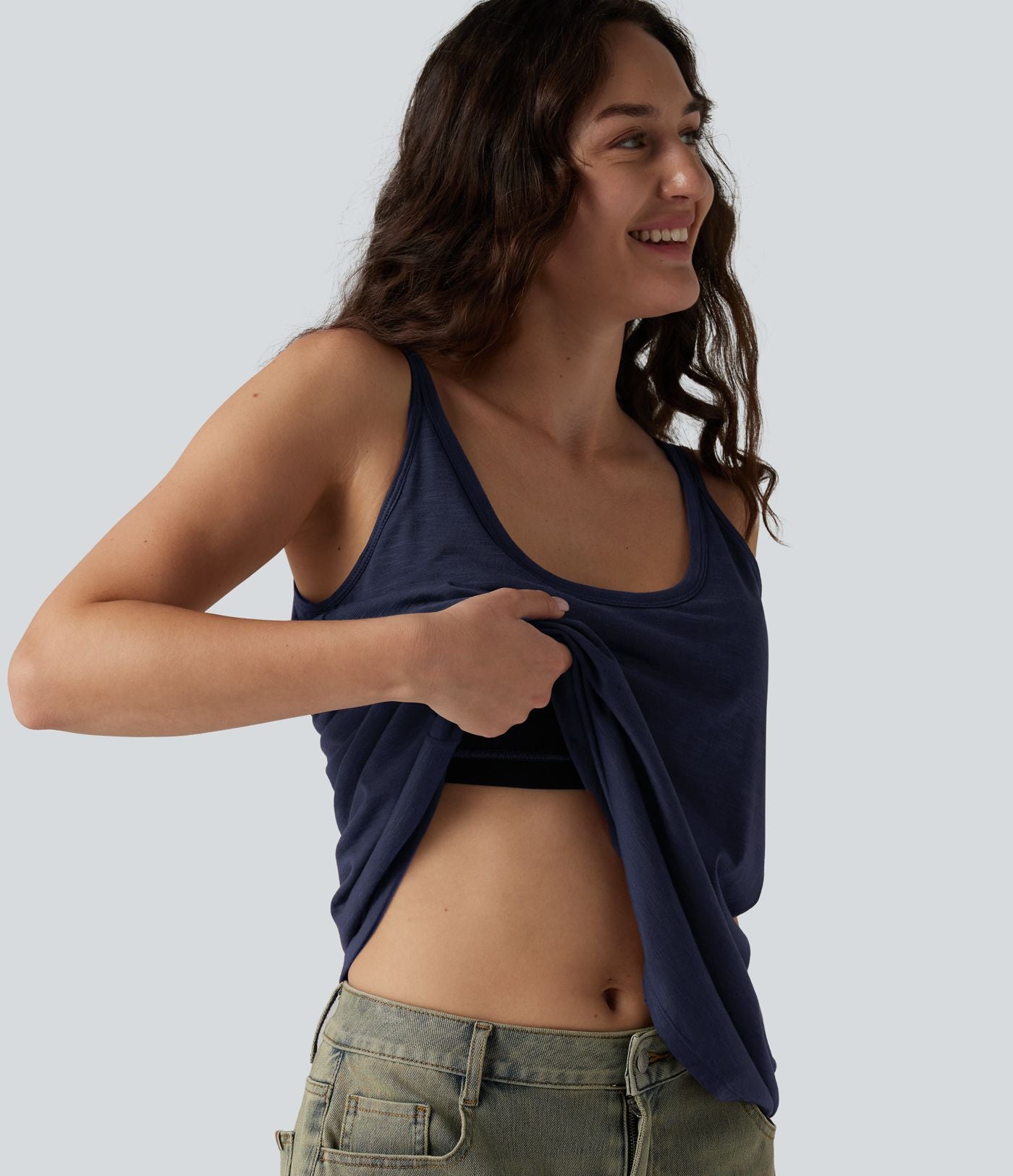 Débardeur décontracté à col en U et brassière intégrée