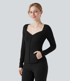 Veste de travail à décolleté en V, manches longues et zip avec poches SoftlyZero™