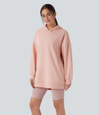Sweat-shirt décontracté polaire oversize à capuche manches longues avec poches