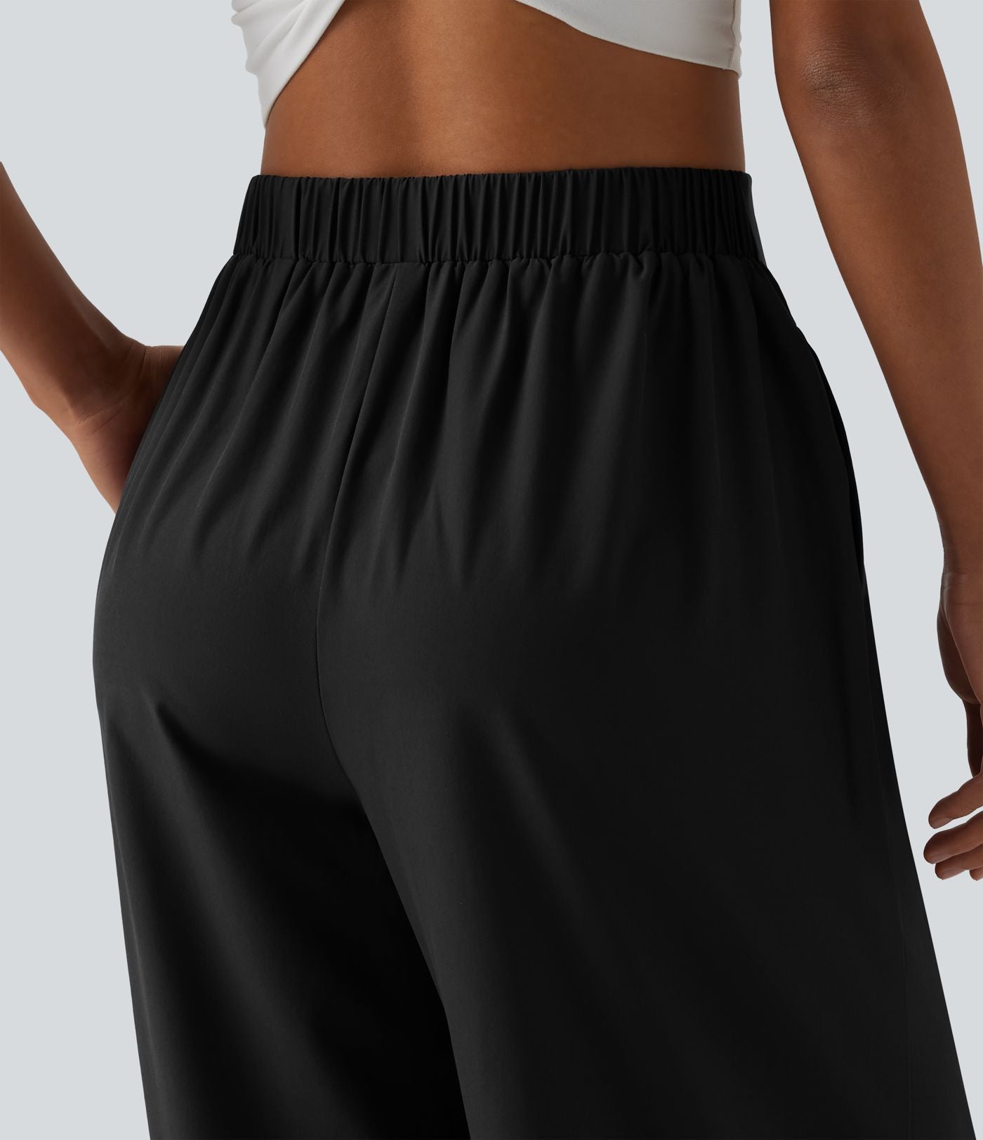 Pantalon large fluide resort plissé taille haute séchage rapide Breezeful™ avec poches