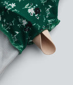 Robe trapèze mini col U sans manches à volants imprimé floral avec soutien-gorge intégré
