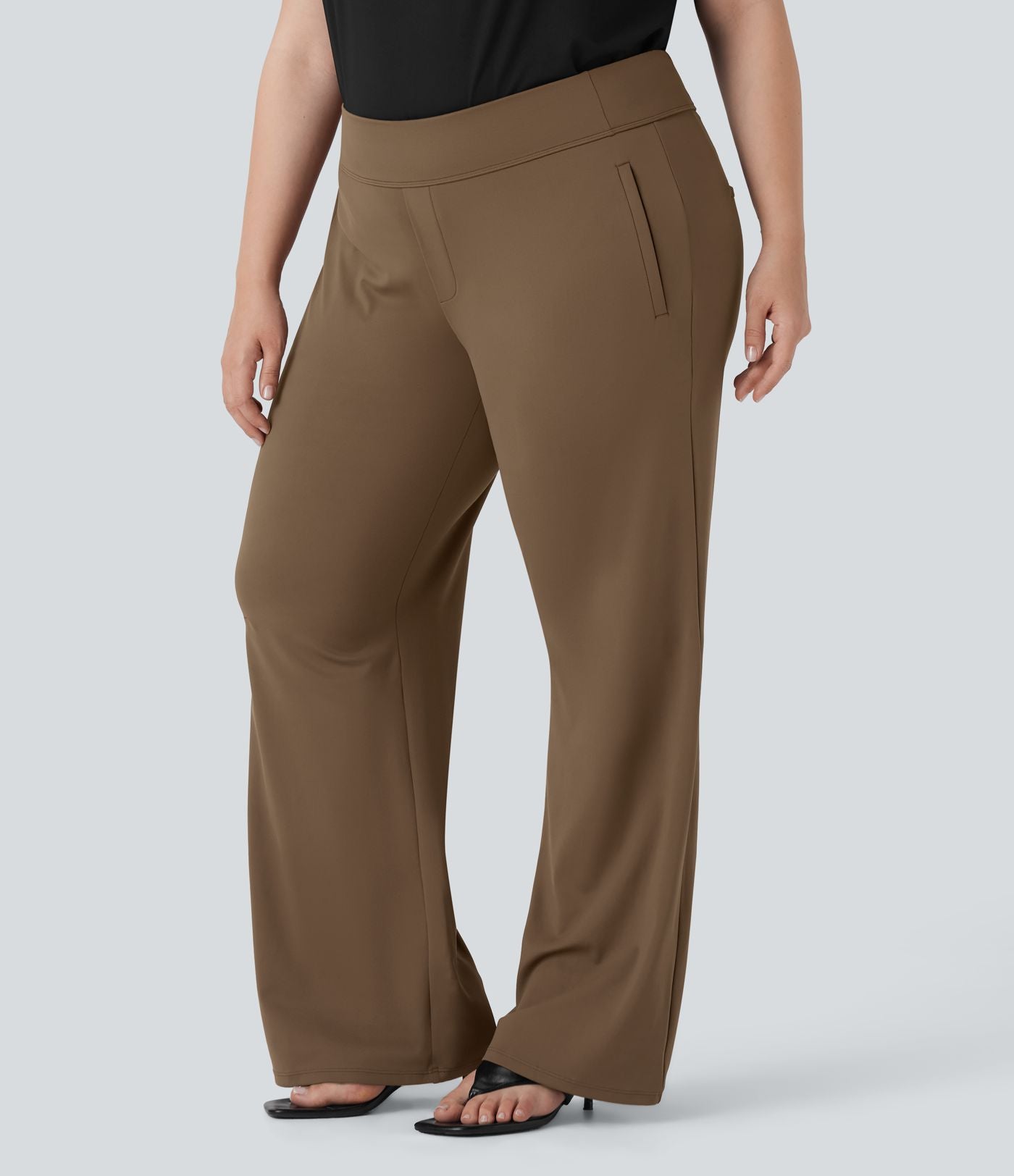 Pantalon tailleur évasé grande taille taille haute Halara Flex™ DayStretch avec poches zippées latérales