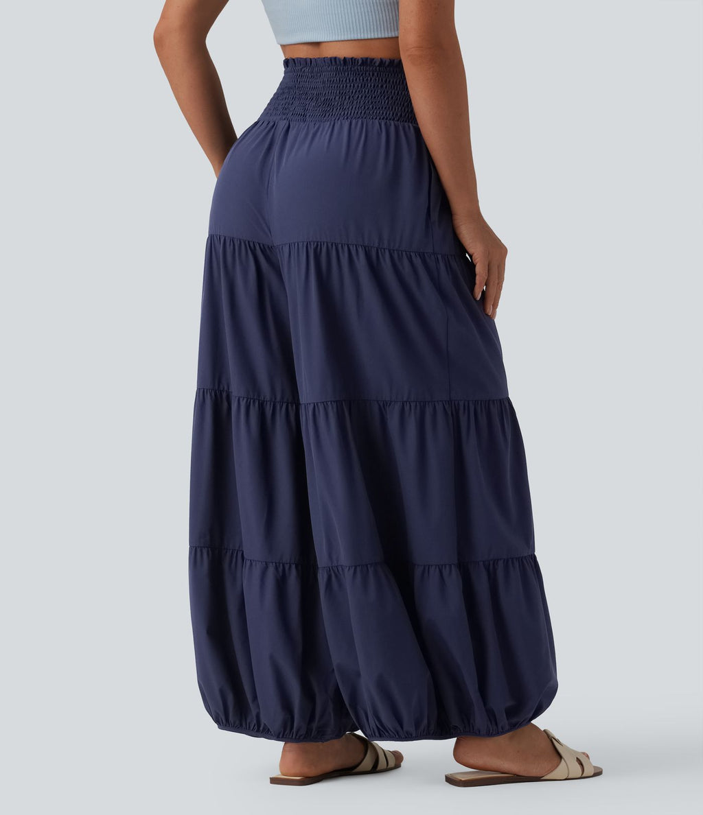 Pantalon bouffant Breezeful™ coupe ballon froncé noué séchage rapide taille haute avec poches