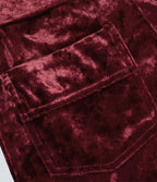 Pantalon Casual en Velours Taille Haute avec Bouton Multipoches Droites