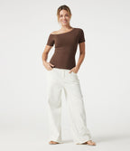 T-shirt casual Halara en jersey de coton asymétrique brassière intégrée bonnets B à DD