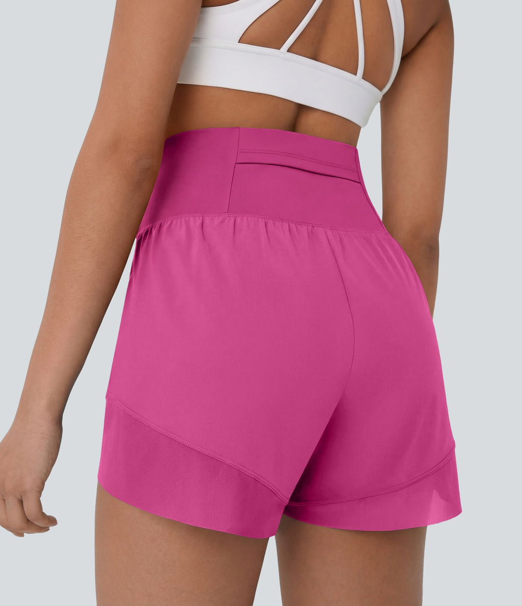 Breezeful™ Short yoga taille haute avec poche arrière ourlet croisé séchage rapide