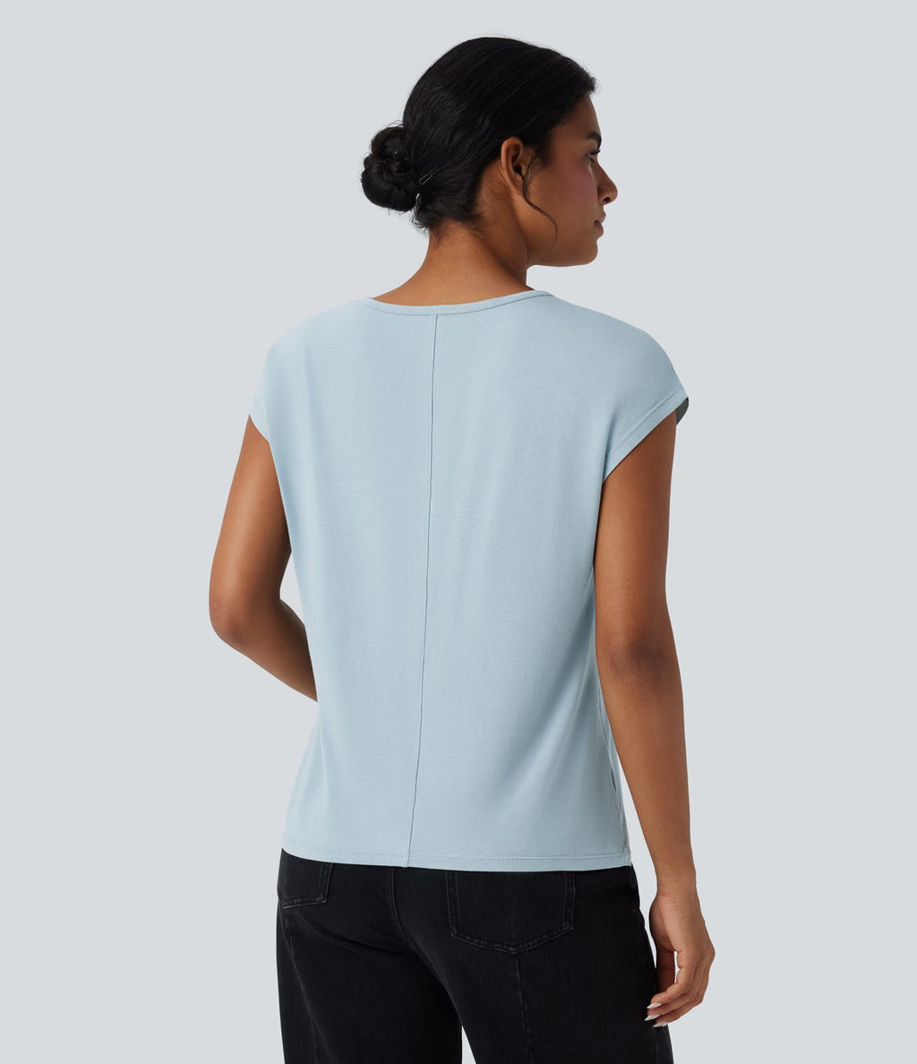 T-shirt casual col V manches courtes