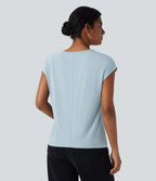 T-shirt casual col V manches courtes