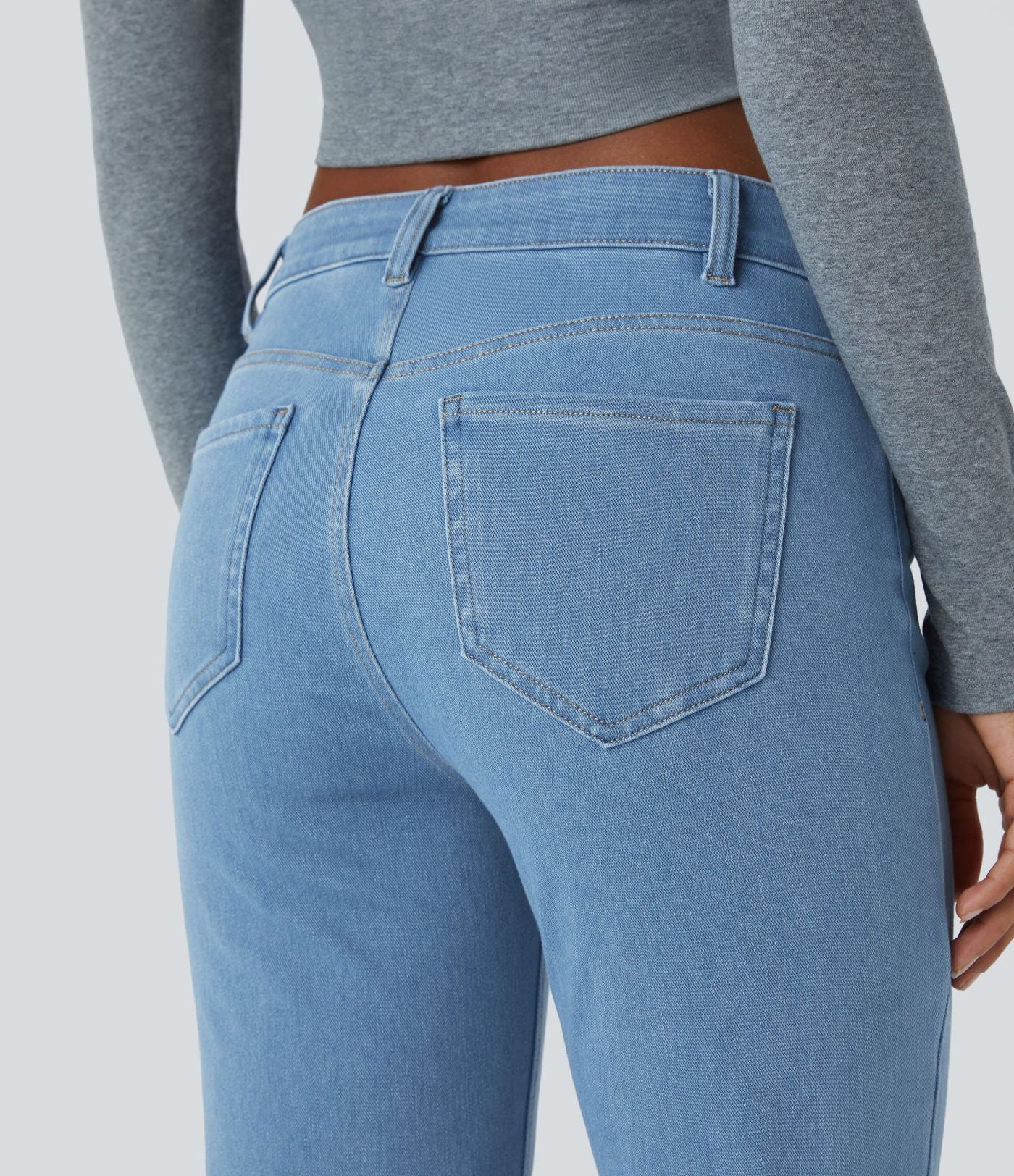 Halara Flex™ Jean Évasé Casual Taille Mi-haute Tricot Extensible Boutonnés Poches