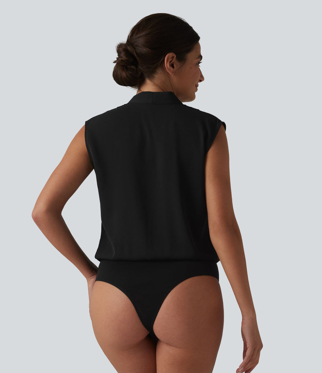 Body tailleur sans manches col V