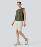 Débardeur de yoga col rond froncé, tissu rafraîchissant - Protection UPF50+