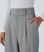 Pantalon tailleur Halara Flex™ fuselé uni, taille haute, avec poches