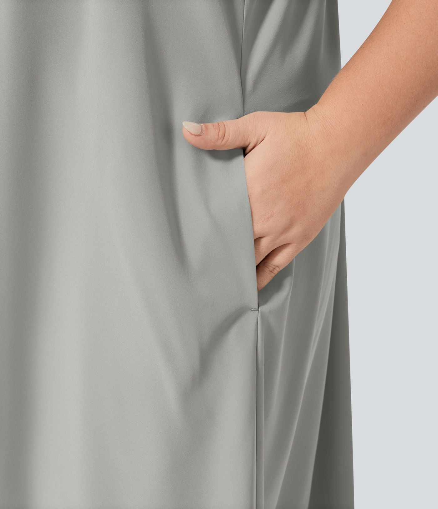 Breezeful™ Dos Nu Racerback Poche Latérale Haut Bas Fluide Midi Séchage Rapide Décontracté Robe Grande Taille