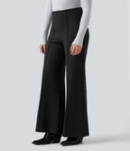 Pantalon tailleur évasé ample taille haute en ponte roma résistant