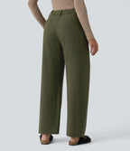 Pantalon tailleur barrel taille mi-haute avec poches