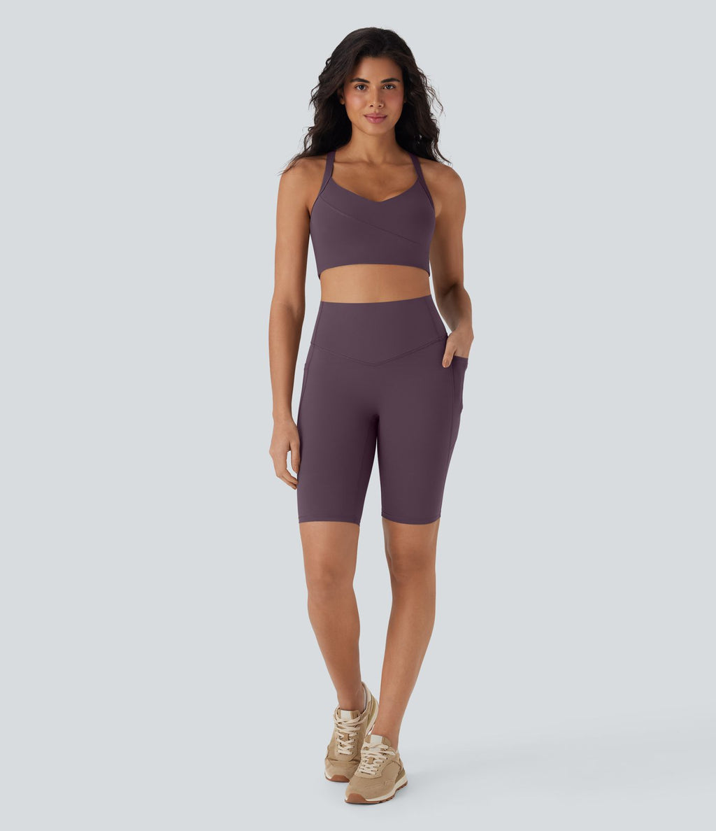 Short cycliste 22,8 cm d'entraînement gainant taille haute avec poches Halara UltraSculpt™