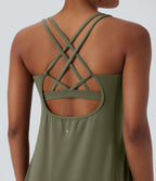 Robe de sport yoga mini 2-pièces SoftlyZero™ Plush à découpes avec poche A-C