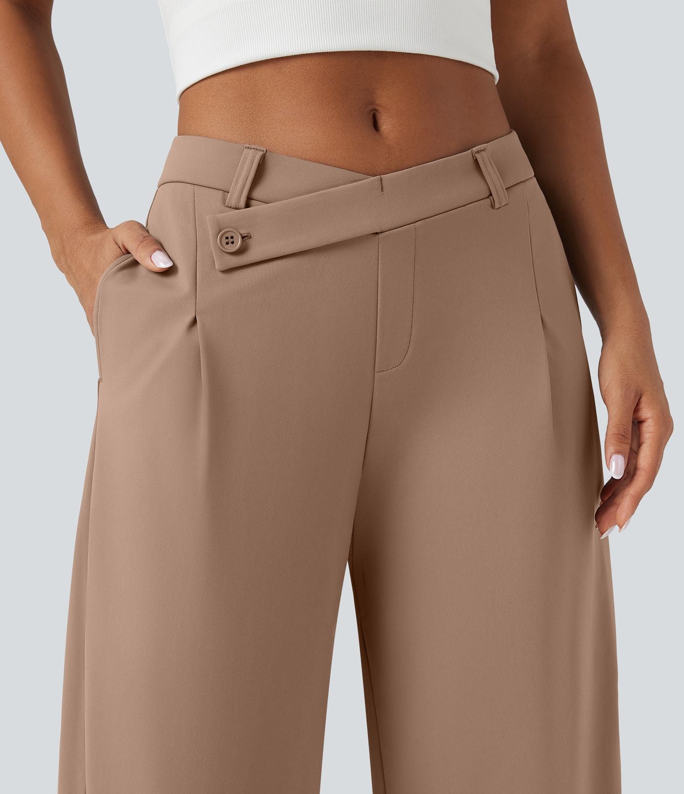 Pantalon tailleur fuselé asymétrique taille moyenne Halara Flex™ DayStretch avec poches