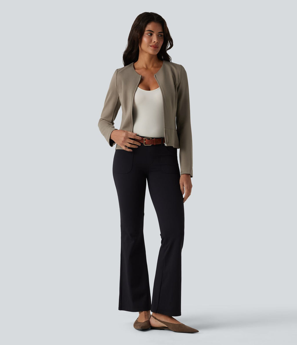Veste tailleur col rond manches longues
