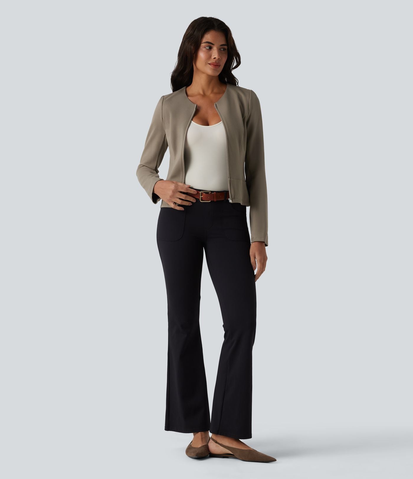 Veste tailleur col rond manches longues