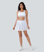 Jupe de tennis mini 2-en-1 à taille haute, color block, poches latérales, découpe plissée à effet frais InstantCool et séchage rapide