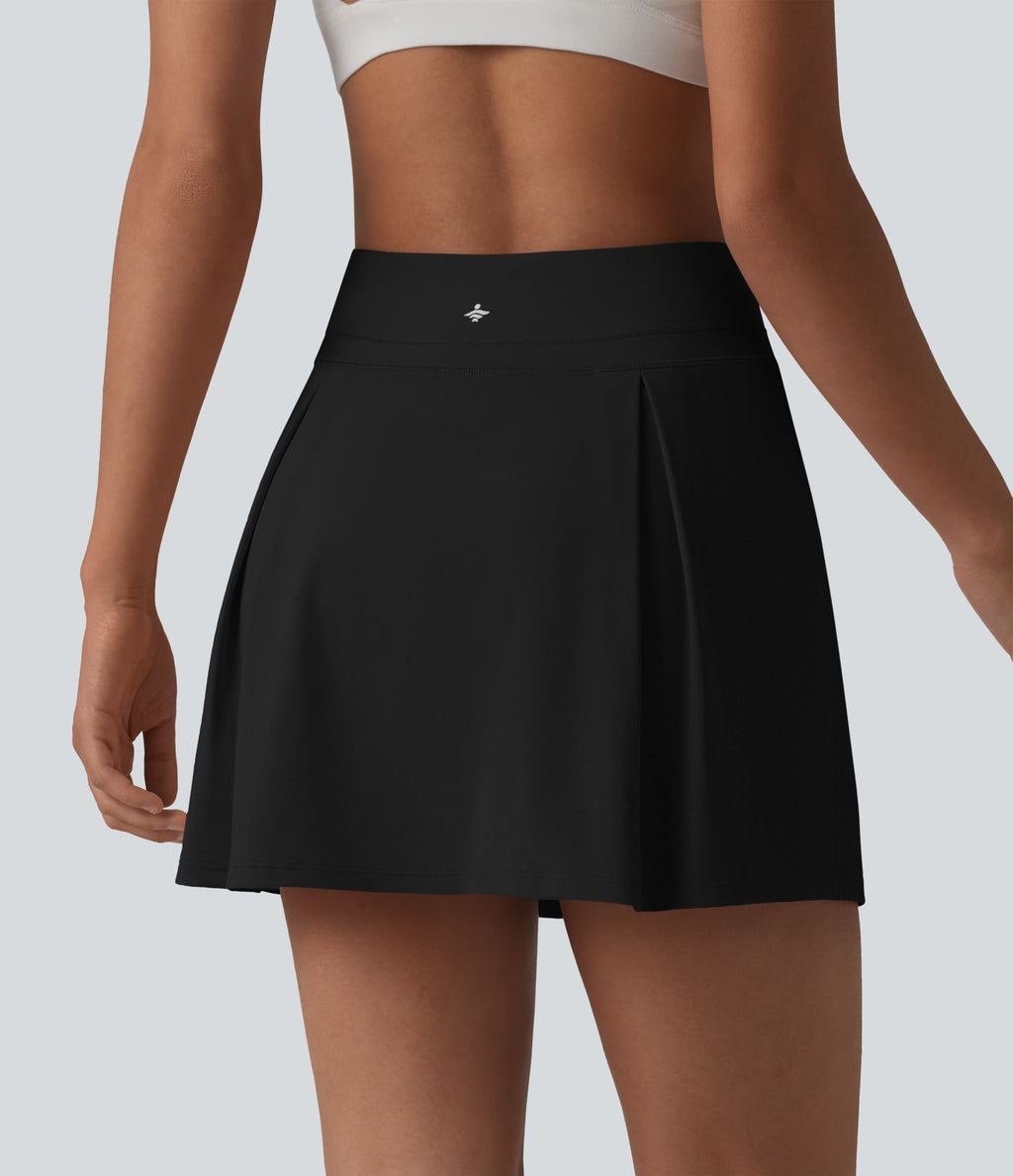 Jupe de sport 2-en-1 SoftlyZero™ Airy, taille mi-haute, effet ventre plat, froncée, avec poches - Protection solaire UPF50+