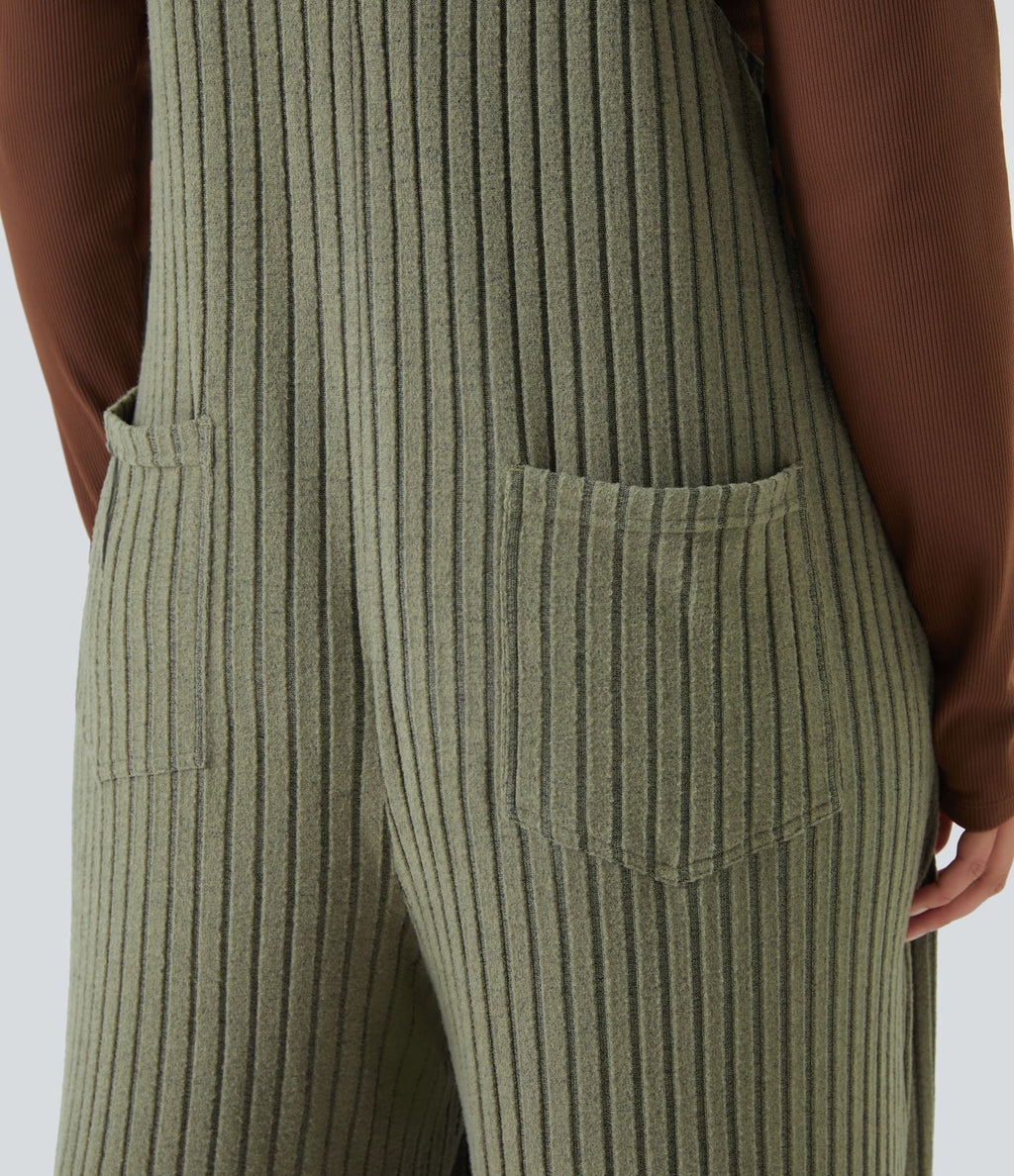 Salopette casual grande taille tricot côtelé avec poches
